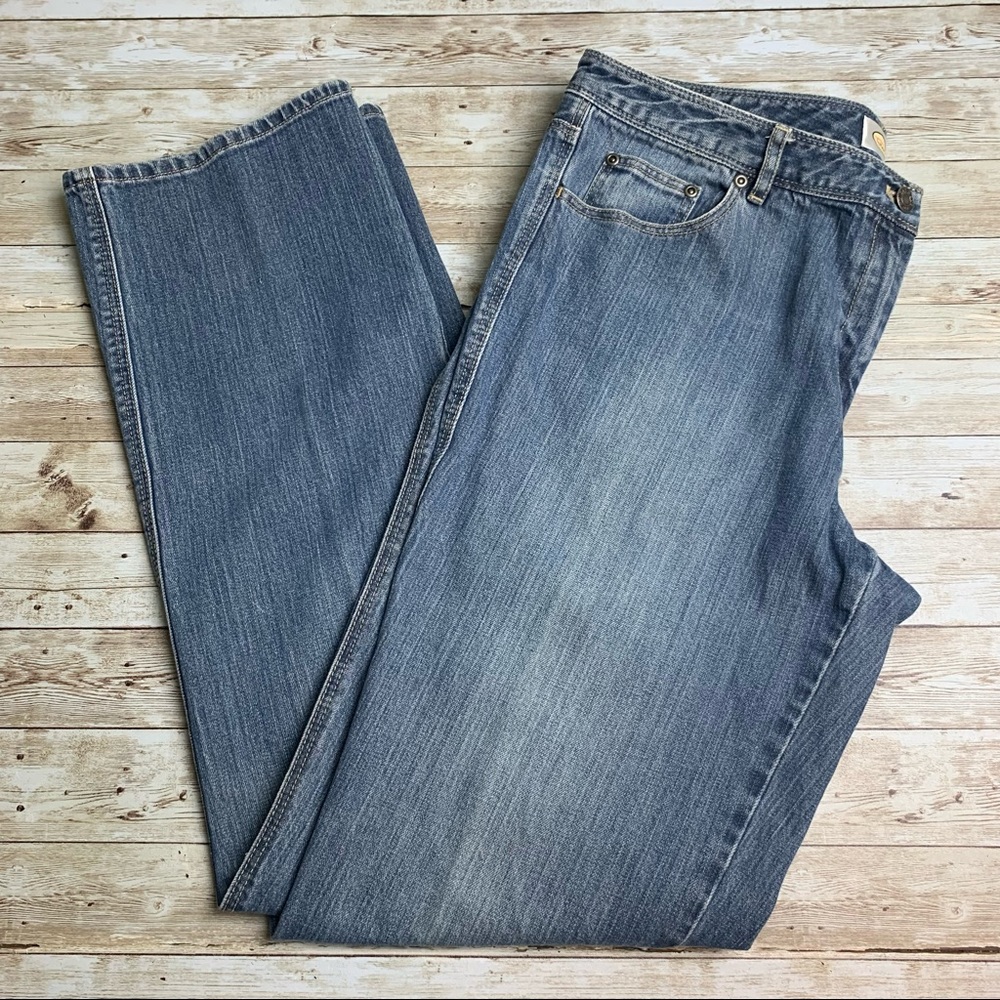 Talbots stretch jeans medium rinse straight leg EUC 14L
